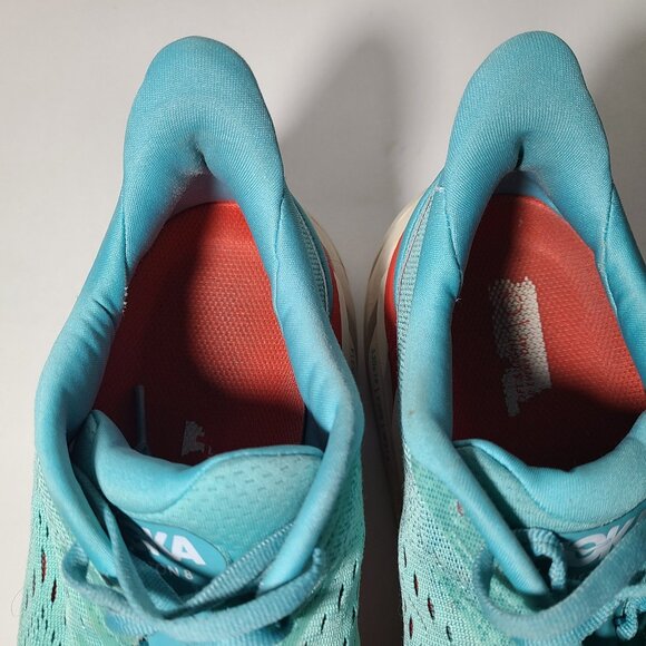 Hoka One One Clifton 8 Women's Aqua Blue/Red/White Shoes Size 8.5 B - Picture 5 of 9